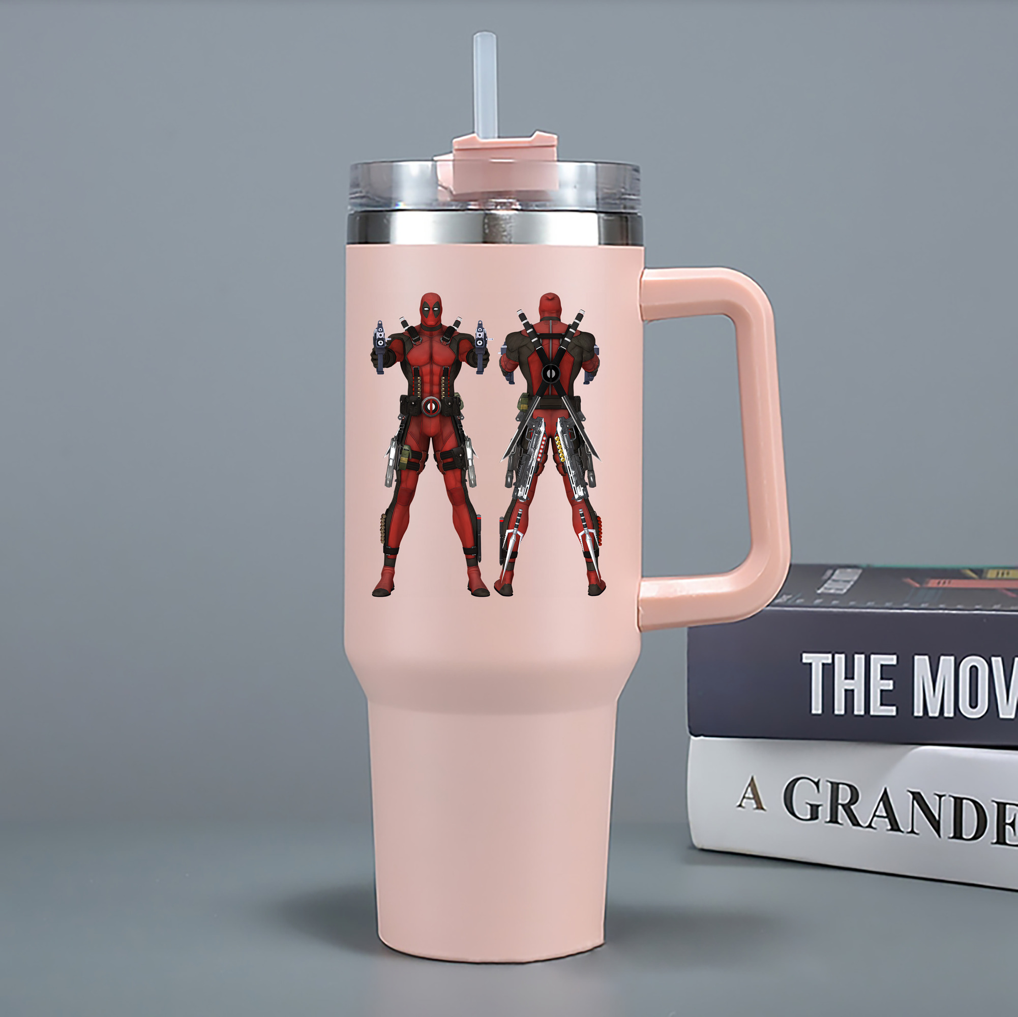 （画像用） Deadpool デッドプール 1200mL車用タンブラー - クリスタルステッカー（プラスチックストロー付き）